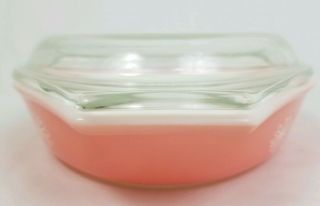 Vintage Pyrex Pink Daisy Divided Casserole Dish 1 1/2 Quart with Lid 6