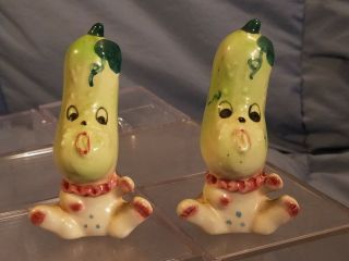 Vintage Anthropomorphic Dog Clown Cucumber Salt & Pepper Shakers Japan