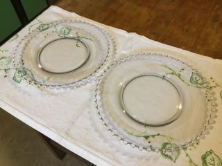 2 Dinner Plates 10 1/4” Candlewick Candle Wick Clear Glass Vintage Imperial 1