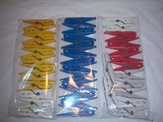 38 Vintage Clothespin Clothes Pins Plastic Primary Colors - Spring Clip