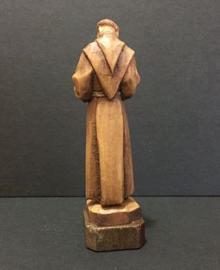 Vintage Anri Italy St.  Francis Birds Hand Carved Wood 2.  5 Inch 3