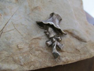 Vintage 925 Sterling Silver Lang Lady In Bonnet & Bow Scarf Pin Brooch