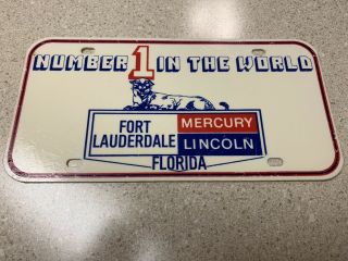 Vintage 70’s Or 80’s Fort Lauderdale Florida Dealership License Plate Tag Ford