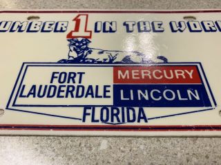 Vintage 70’s Or 80’s Fort Lauderdale Florida Dealership License Plate Tag Ford 3