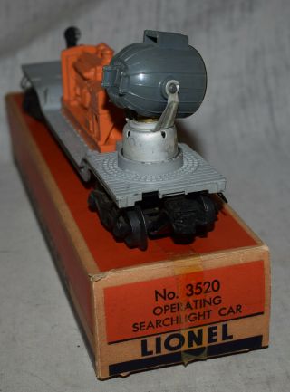 Vintage Postwar Lionel No.  3520 Operating Searchlight Car - O Gauge 3