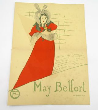 Vintage Toulouse Lautrec May Belfort Lithograph German Art Gallery Old Poster
