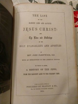 Vintage 1864 The Life of Christ by Rev John Fleetwood - leather cover 5