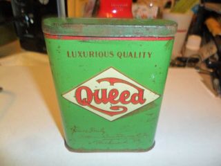 Vintage Queed Tobacco Vertical Pocket Tin 3.  5 " /4.  5 Tall