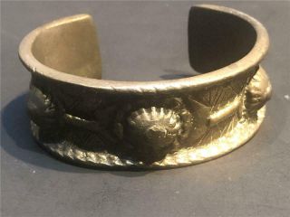 Vintage North Africa Berber Cast Silver Cuff Bracelet