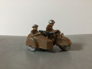 Barclay Manoil Toy Soldier Lead Motorcycle Machine Gun Side Car Old Vintage