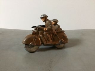 Barclay Manoil Toy Soldier Lead Motorcycle Machine Gun Side Car Old Vintage 2