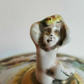 Vintage Capodimonte Made in Italy Bowl with Lid Cherubs Gold Gilded Hand Painted 2