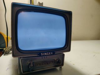 Vintage 1965 Singer Model Tv6u Portable Ac - Dc 6” Tv 6u