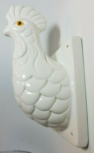 Vintage Towle Ceramic Chicken Rooster Head Towel Apron Holder Wall Hook Country