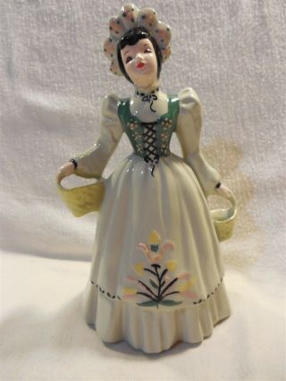 Vintage Florence Ceramics California Large 8 1/2 " Green Dress Lady Planter 1