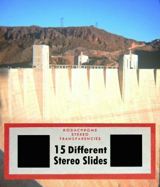 15 Vintage 3d Stereo Realist Slides Photo Set Hoover Boulder Dam Nevada Nv