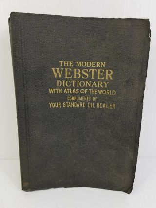 1940 Modern Webster Dictionary w/ Atlas of the World VTG Book Maps,  Standard Oil 5