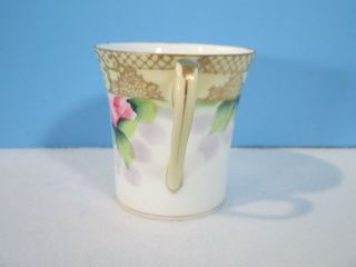 Noritake Cup Saucer Morimura Demitasse Tea Pink Roses Gilt Gold Filigree Vtg 4