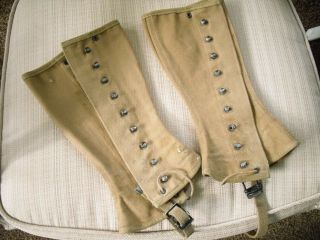 Vintage Johnston Ww2 Us Army Military Or Motorcycle Gaiters Puttees Lace