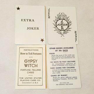 Vintage Gypsy Witch Fortune Telling Playing Cards 1930 ' s - 50 ' s Complete 5