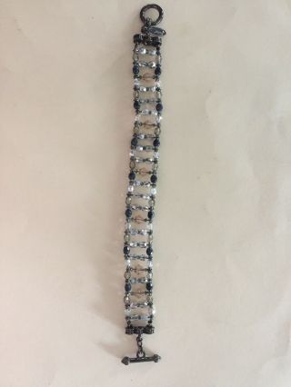Vintage Oscar De La Renta Toggle Beaded Bracelet 8.  0 Inches