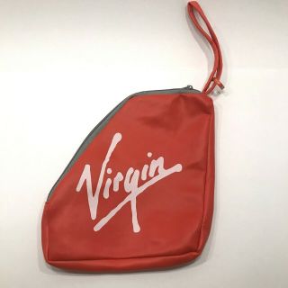 Vintage Virgin Airlines Plane Tail Fin Zipper Red Travel Toiletry Bag Pouch