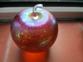 Vintage John Ditchfield Art Glass Apple Paperweight Ground Pontil Irridescent