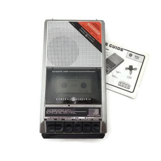Vtg Ge Silver Black Portable Cassette Tape Recorder Player General Electric Slim