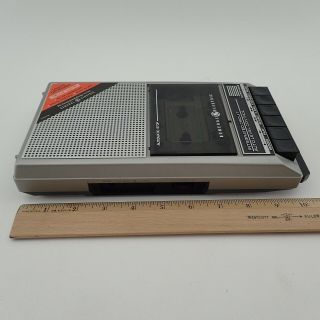 Vtg GE Silver Black Portable Cassette Tape Recorder Player General Electric Slim 4
