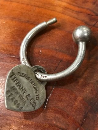 Vintage 925 Silver Return To Tiffany & Co Heart Key Ring Missing Threaded Ball