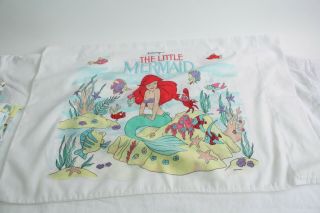 Vtg Walt Disney Little Mermaid Flat Top & Fitted Sheets Pillowcase Set Twin Bed 4