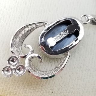 Van Dell Vtg Jewelry Set Hematite Oval Pendant Necklace Earrings Sterling Silver 6
