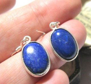 Vintage Style Jewellery Sterling Silver Real Lapis Lazuli Gem Stone Earrings