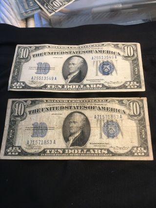 2 Vintage 1934 Series $10 Dollar Bill Federal Reserve