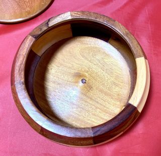 Vintage Hand Turned Wood Bowl W/ Lid 3