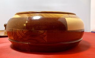 Vintage Hand Turned Wood Bowl W/ Lid 6