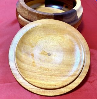 Vintage Hand Turned Wood Bowl W/ Lid 7