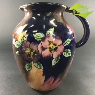 Large Vintage Hand Painted Hk Tunstall Viola Bone Jug Made In England Vase