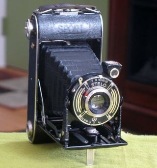 Vintage German Zeca Sport 120 Film Folding Camera 2 1/4 X 3 1/4 Stelo Shutter