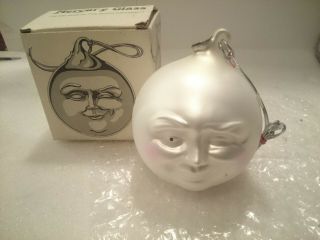 Vintage Department 56 Mercury Glass Frosted White Man In The Moon Ornament