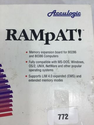Acculogic RAMpAT Memory Expansion ISA 286 386 RARE BOX 4