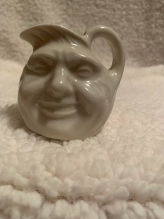 Vintage Mini Pottery Man In The Moon Face Creamer Jug Pitcher Miniature