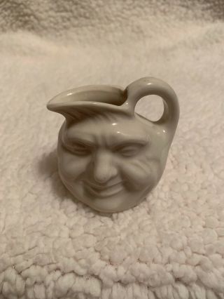 Vintage mini pottery Man in the Moon face creamer jug pitcher miniature 2