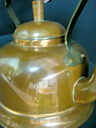 Vintage Copper Tea Pot Kettle Made in Portugal Porce WOODEN WOOD Handle Knobs 5