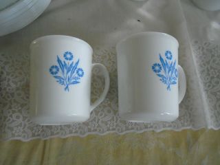 2 Vintage Corning Ware Blue Cornflower Cups Coffee Mugs