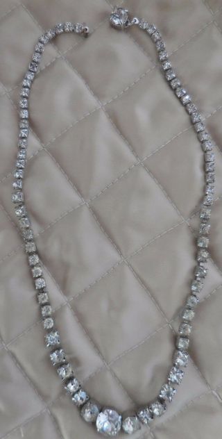 Vintage Silver Tone Rhinestone Choker Necklace