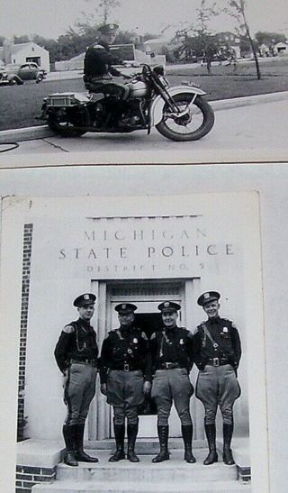 2 Vintage 1941 Michigan State Police Photo Troopers Motorcycle District 5