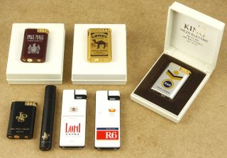 7x Different Vintage Cigarette Brands Lighters Not