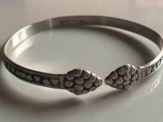 Lovely Vintage Sterling Silver 925 Decorative Unusual Cuff Bangle 17.  8g