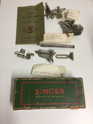 Vintage Singer Sewing Machine Accessories Attachments Box 99k Machine